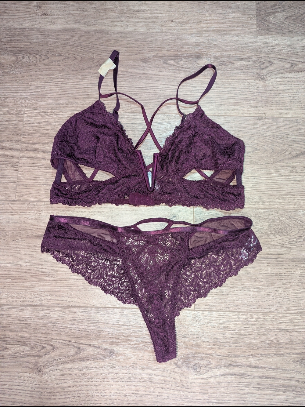 Fashion Nova Plum Lace Bralette & Bikini Set